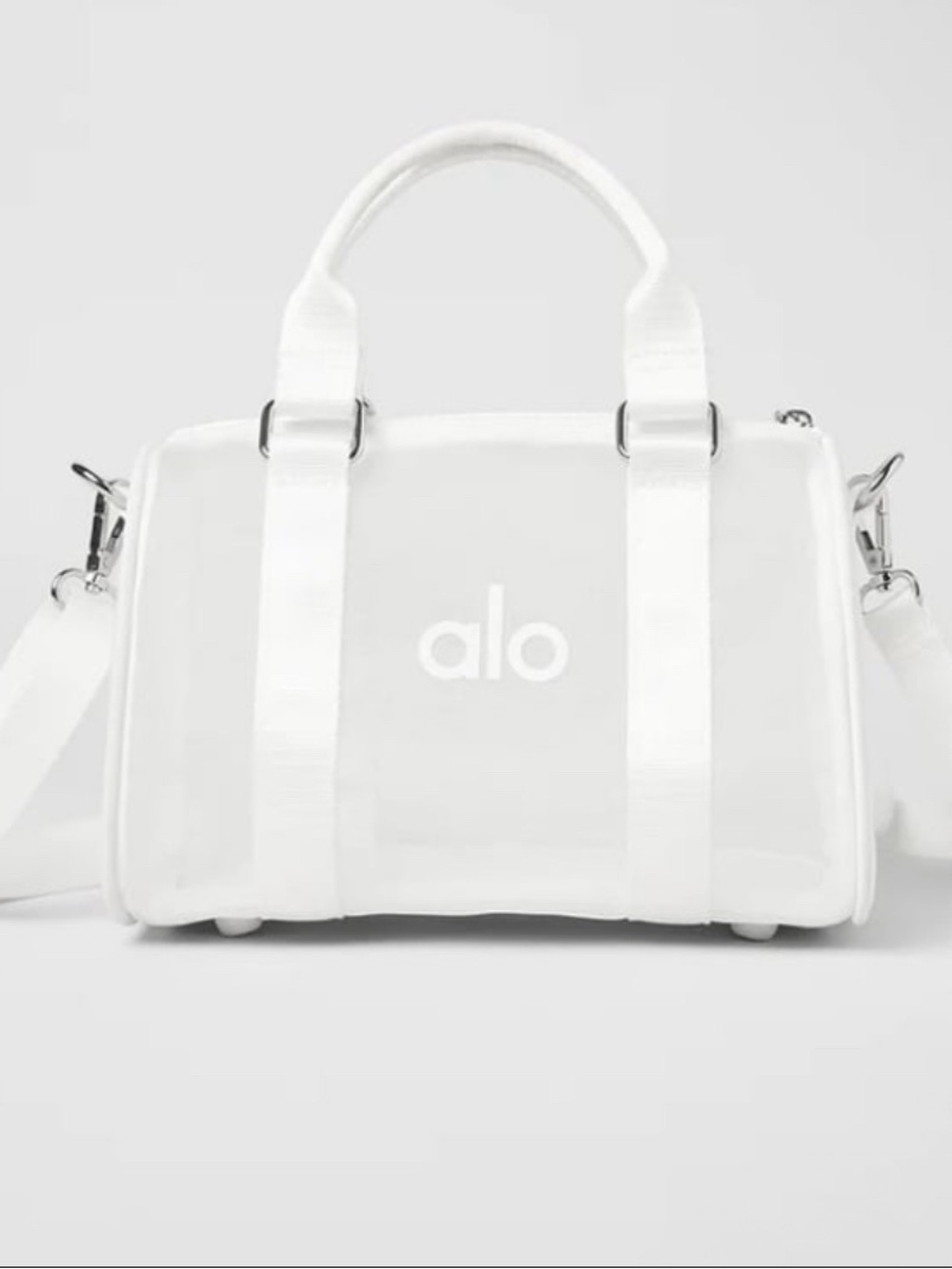 RARE ALO YOGA Sheer Mini Duffle Bag in White NWT